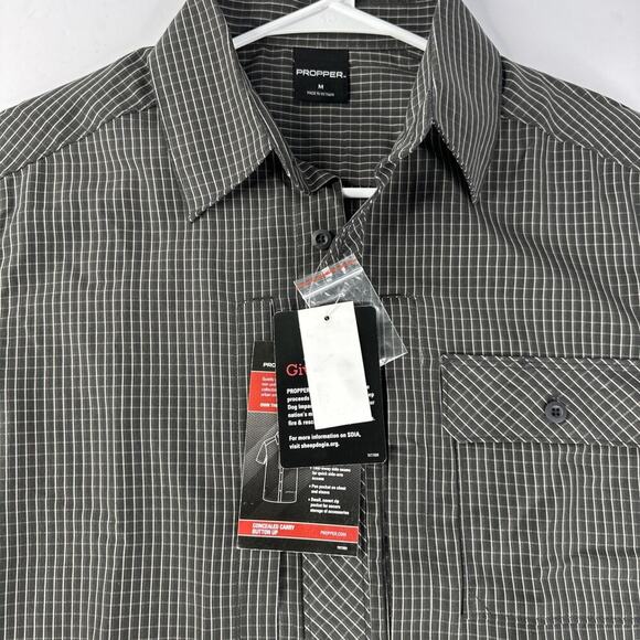 Propper Men Covert Dress Shirt Size M Black Tactical Conceal Carry Short Sleeve - Picture 4 of 8